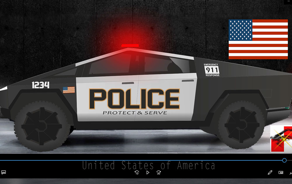 Tesla Cybertruck – Police Car – Color Scheme by Country